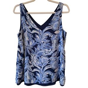 Lilly Pulitzer Size‎ S Florin Sleeveless Reversible Blouse Navy You're The Zest
